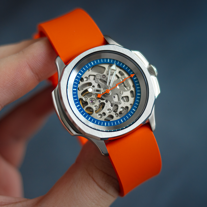 42mm Naut - Skeleton Navy x Orange