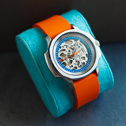 42mm Naut - Skeleton Navy x Orange