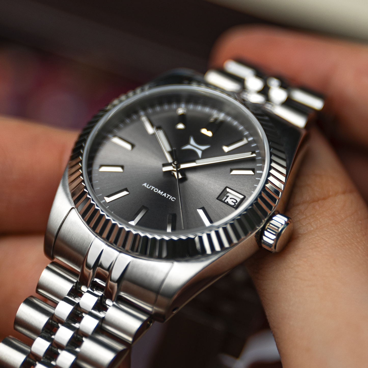 36mm Dress Fluted Bezel - Sunburst Grey